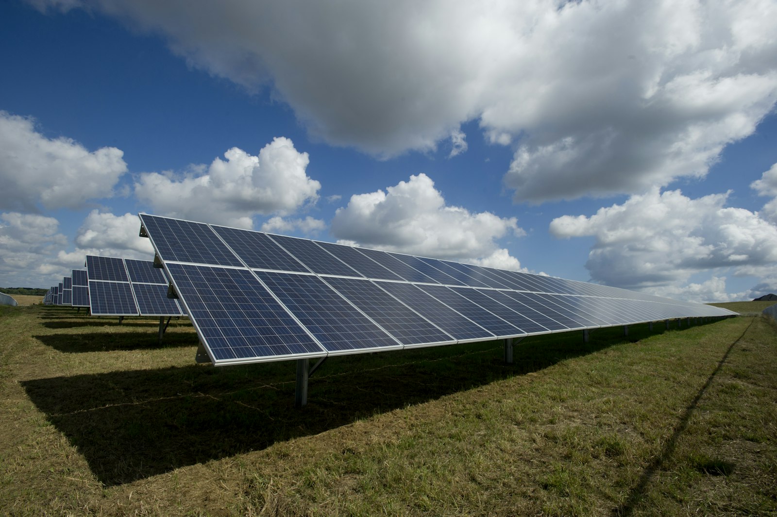 Solar panels in bright sunlight